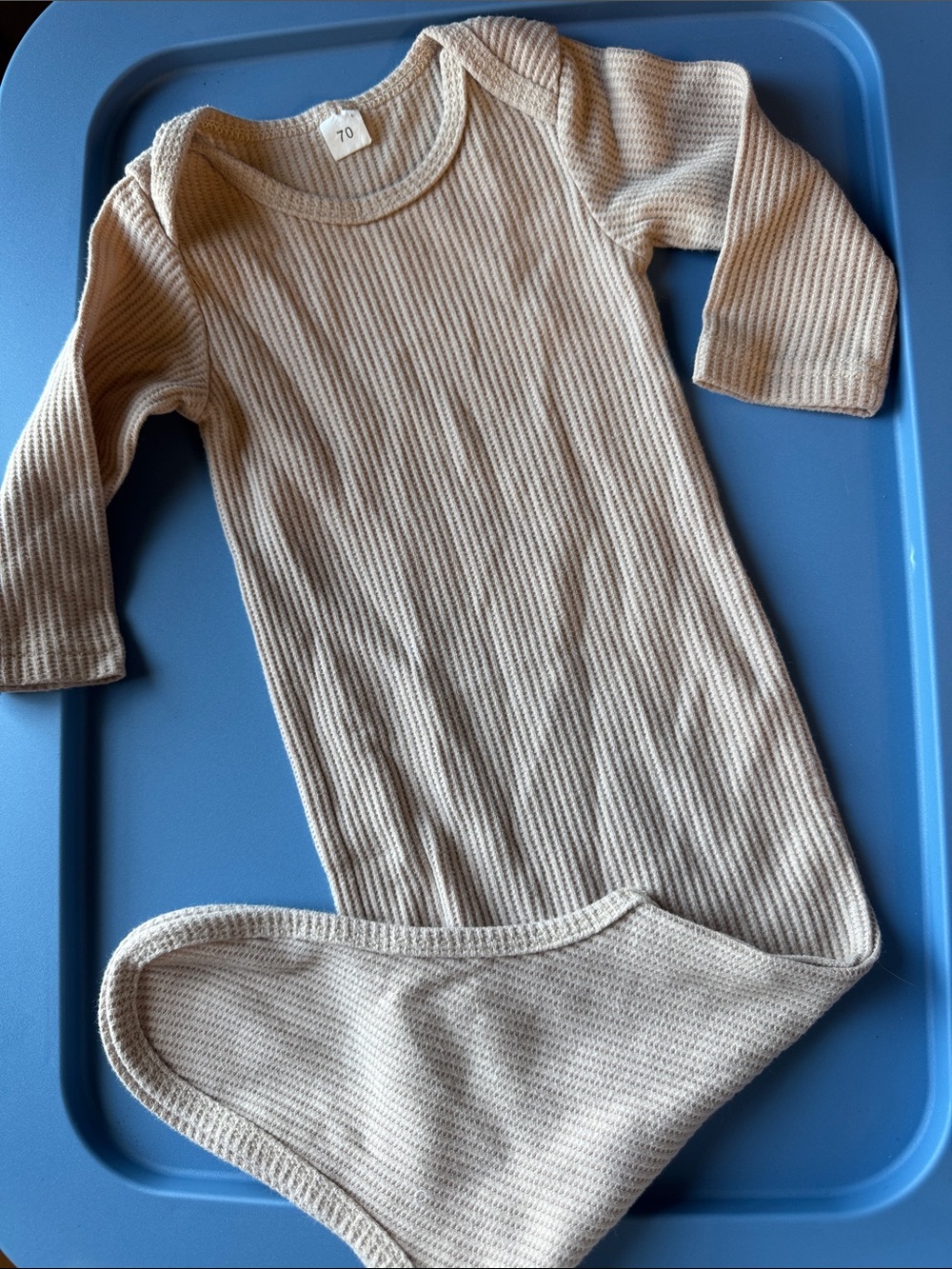 Neutral Ribbed Baby Onesie - Cream